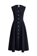 Rosie Lapel Tweed Cinched Dress in French Bouclé