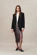 Layering Sequin Slit Midi Skirt in Shimmering Mermaid Sequins