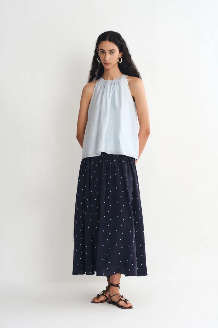 Nora Polka Dot Skirt in Linen Blend