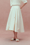 Lea Handcrafted 3D Floral Skirt in Silk-Wool Satin