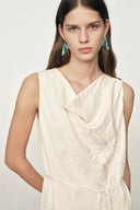 Phoebe Sleeveless Cowl Neck Dress in Crinkle Acetate