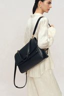 Rialto Double Flap Handbag in Calfskin Leather