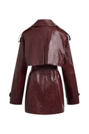 Ostro Trench Style Coat in Waxed Faux Leather