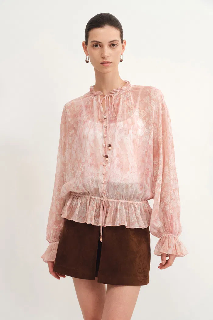 Kelena Flora Print Blouse in Crepe Georgette