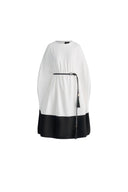 Carlton Wrinkle Resistant Cape Dress in Matte Satin-Linen Blend
