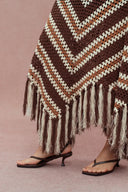 Clara Hand Crochet Fringed Skirt in Cotton-Linen Tape Yarn