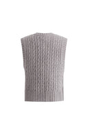 Winnie V Neck Sleeveless Top in Merino Wool Cable Knit