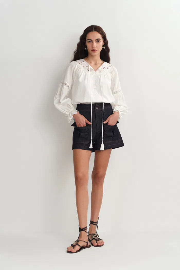 Zach Denim Shorts in Silk-Cotton Denim