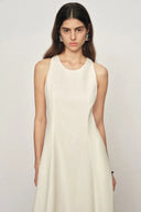 Lina Easy Care Bubble Hem Sleeveless Dress in Structured Lightweight Fabric