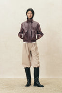 Scarlett Batwing Cropped Jacket in Crinkled Vegan Leather