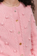 Cassie 3D Pom Pom Cardigan in Merino Wool–Alpaca Blend Knit