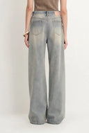 Harper Two Tone Wide Leg Jeans in Cotton Denim