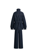 Solene Utility Style Fitted Denim Jacket and Jeans Matching Set in Hemp-Blend Denim