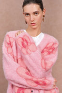 Juliet Orchid Jacquard Cardigan in Alpaca Knit