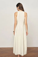 Lina Easy Care Bubble Hem Sleeveless Dress in Structured Lightweight Fabric