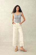 Kari Henley Collar Sleeveless Vest Top in Openwork Knit