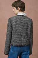 Sloane Double Breasted Metallic Trim Tweed Jacket in French Bouclé