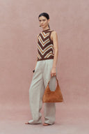 Clara Hand Crochet Sleeveless Top in Cotton-Linen Tape Yarn
