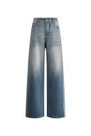 Harper Two Tone Wide Leg Jeans in Cotton Denim