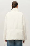 Aimee Detachable Scarf Down Jacket in Hollow Yarn Fine Twill