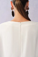 Carlton Wrinkle Resistant Cape Dress in Matte Satin-Linen Blend