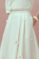 Lea Handcrafted 3D Floral Skirt in Silk-Wool Satin