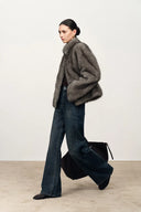 Pine Stand Collar Coat in Faux Fur