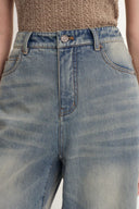 Harper Two Tone Wide Leg Jeans in Cotton Denim