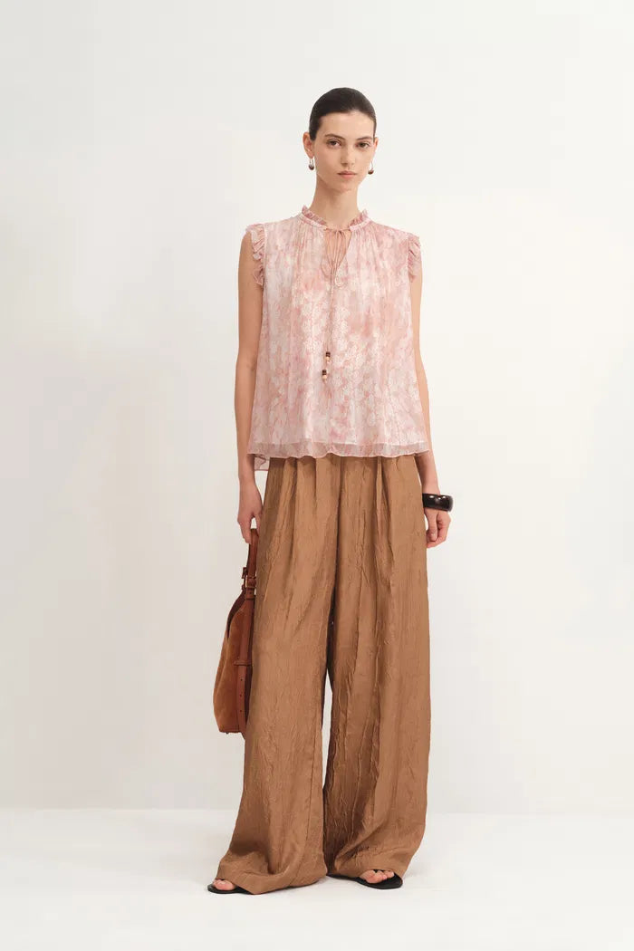 Gracia Printed Sleeveless Blouse in Crepe Georgette