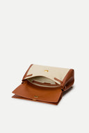 Fab Rialto Double Flap Handbag in Nappa Leather & Water-Resistant Canvas