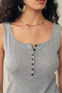Kari Henley Collar Sleeveless Vest Top in Openwork Knit