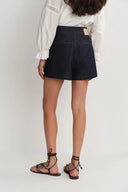 Zach Sleeveless Top and Shorts Matching Set in Silk-Cotton Denim