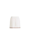 Becky Cross Stitch A Line Shorts in Linen Blend