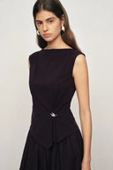 Freya Twisted Drape Sleeveless Top and Bubble Skirt Set in Cotton Blend