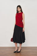Florence Asymmetrical Draped Sleeveless Top and Skirt Set in Cotton Modal Blend Knit
