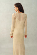 Eliana 3D Floral Open-Knit Dress in Linen Blend