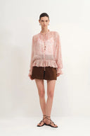 Kelena Flora Print Blouse in Crepe Georgette