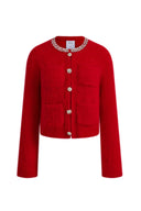 Scarlett Rhinestone Cardigan in Wool Alpaca Knit