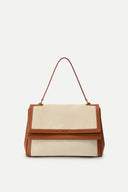Rialto Double Flap Handbag in Nappa Leather & Water-Resistant Canvas