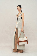 Rialto Double Flap Handbag in Nappa Leather & Water-Resistant Canvas