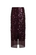 Elodie Hand-Applied Sequin Mesh Midi Skirt in Full Sequin