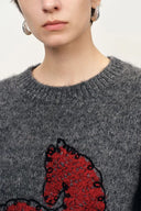 Quella Red Pony Drop Shoulder Sweater in Alpaca Wool Knit