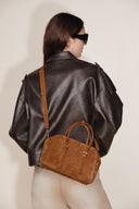 Monti Small Boston Bag in Top Grain Cowhide Suede