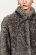 Pine Stand Collar Coat in Faux Fur