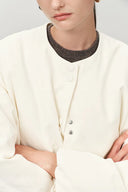 Aimee Detachable Scarf Down Jacket in Hollow Yarn Fine Twill