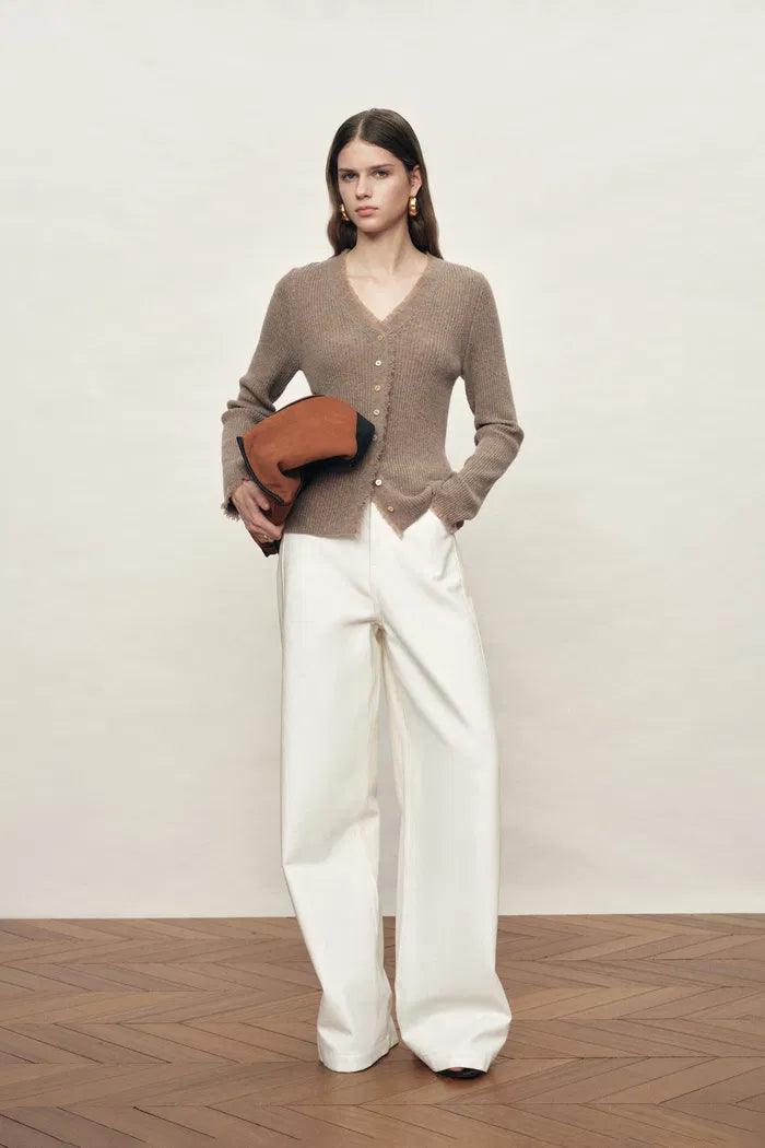 Liora Fringe Button-Front Cardigan in Cashmere Knit