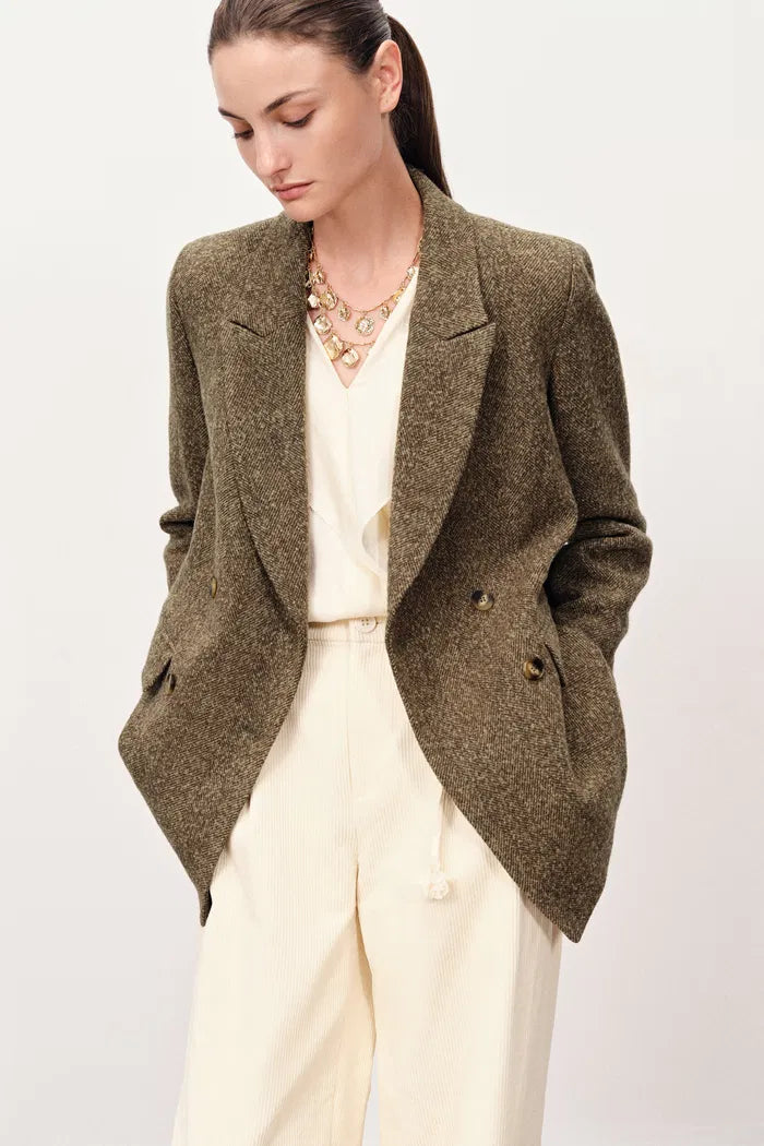 Rottana One-Hand Long Wool Blazer in Merino Wool