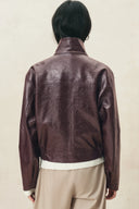 Scarlett Batwing Cropped Jacket in Crinkled Vegan Leather