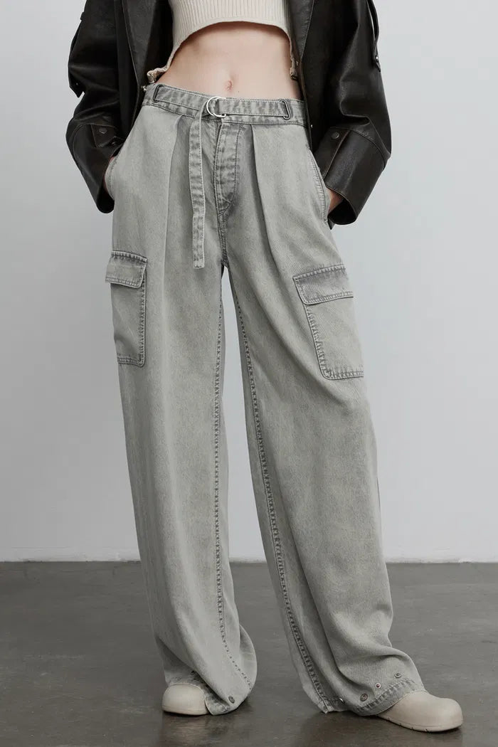 Miura 天丝阔腿牛仔裤