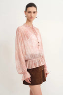 Kelena Flora Print Blouse in Crepe Georgette